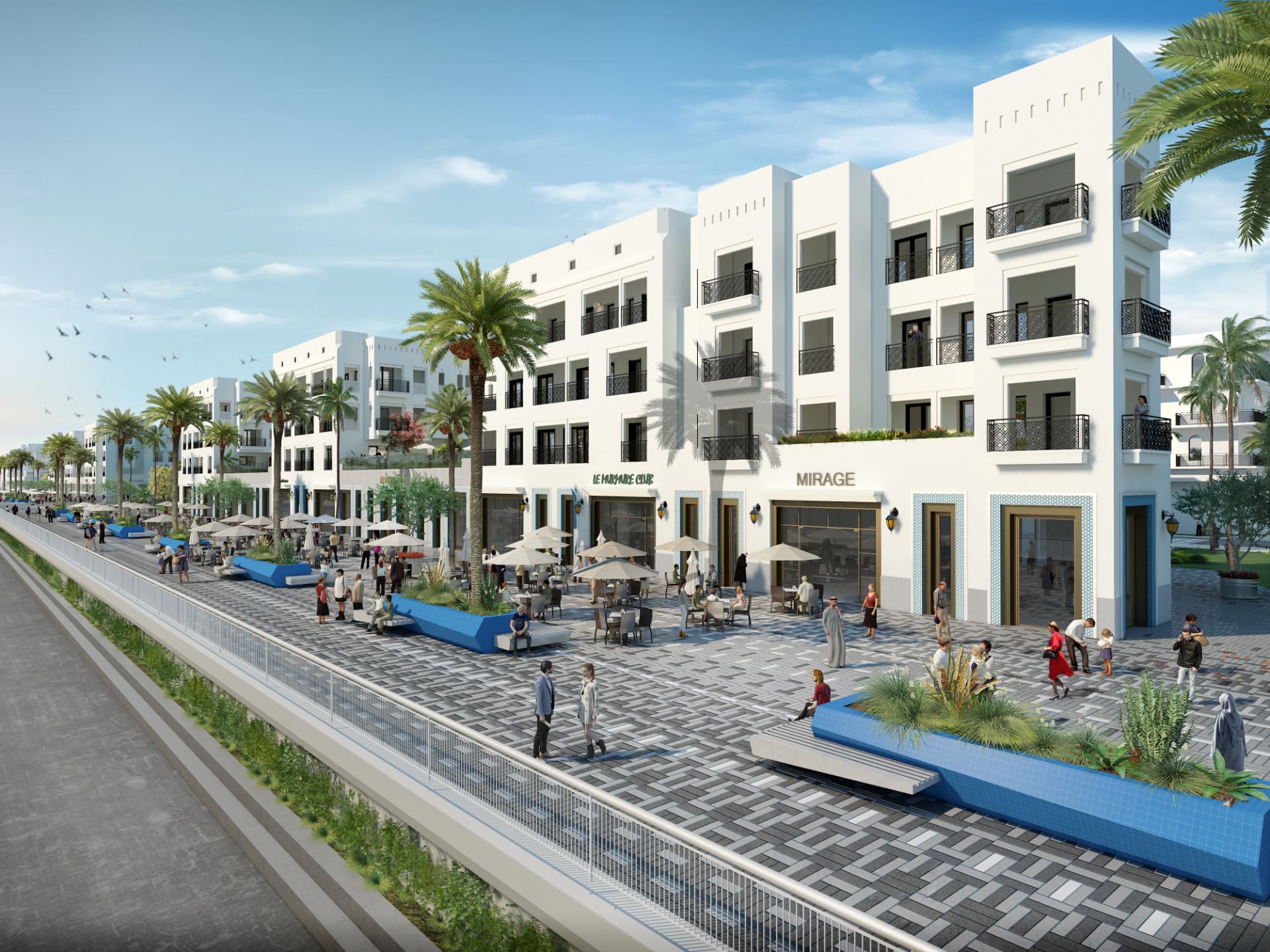 Tanger Waterfront Marina — promenade et façades